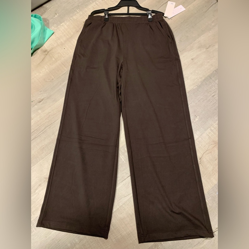Yogalicious Womens Chocolate Brown Wide leg casual lounge pants